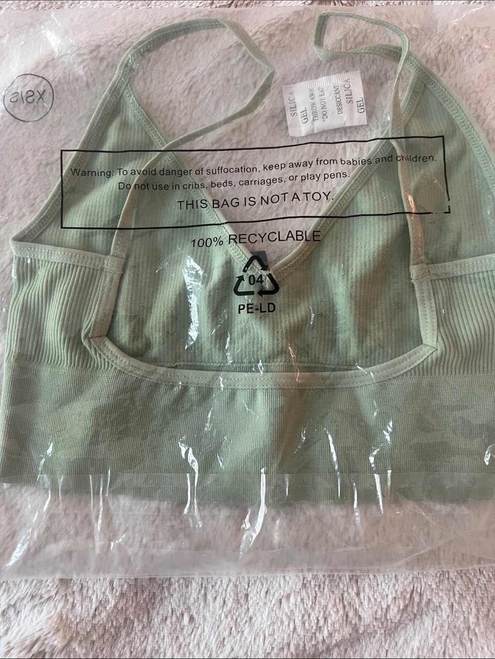 Light Green Ribbed V-Neck Bralette - Picture 2 of 4